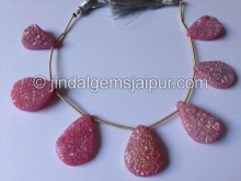 Pink Druzy Pear Shape Beads